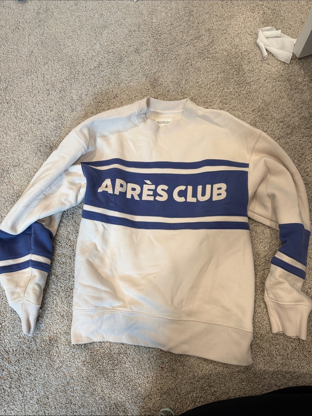 Abercrombie & Fitch Cream Crewneck with Royal Blue Panel